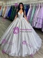 Silver Grau Tulle Strapless Appliques Quinceanera Dress
