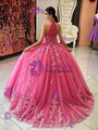 Fuchsia Tulle Halter Appliques Quinceanera Dress