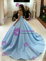 Blue Tulle Off the Shoulder Quinceanera Dress