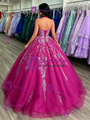 Fuchsia Tulle Halter Backless Quinceanera Dress
