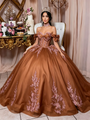 Brown Tulle Appliques Bow Quinceanera Dress
