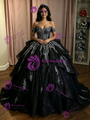 Black Tulle Off the Shoulder Quinceanera Dress