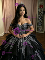 Black Tulle Off the Shoulder Quinceanera Dress