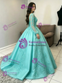 Long Sleeve Appliques V-neck Quinceanera Dress