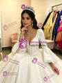 White Tulle V-neck Long Sleeve Quinceanera Dress