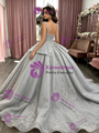 Gray Tulle Strap Appliques Quinceanera Dress