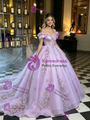 Purple Tulle Off the Shoulder Quinceanera Dress