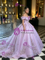 Purple Tulle Off the Shoulder Quinceanera Dress