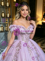 Purple Tulle Off the Shoulder Quinceanera Dress