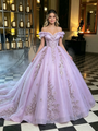 Purple Tulle Off the Shoulder Quinceanera Dress