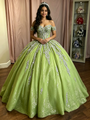Green Tulle Off the Shoulder Quinceanera Dress