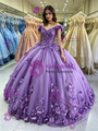 Purple Tulle Off the Shoulder Quinceanera Dress