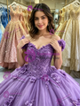 Purple Tulle Off the Shoulder Quinceanera Dress