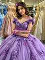 Purple Tulle Off the Shoulder Quinceanera Dress