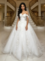 White Tulle Off the Shoulder Appliques Quinceanera Dress