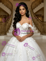 White Tulle Off the Shoulder Appliques Quinceanera Dress