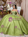Green Tulle Off the Shoulder Quinceanera Dress