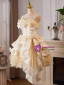 Champagne Satin Lace Straps Flower Homecoming Dress