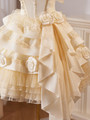 Champagne Satin Lace Straps Flower Homecoming Dress