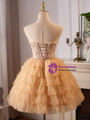 Champagne Tulle Sequins Beading Homecoming Dress