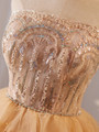 Champagne Tulle Sequins Beading Homecoming Dress