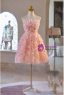 Pink Tulle Strapless Flower Homecoming Dress