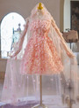 Pink Tulle Strapless Flower Homecoming Dress