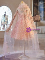 Pink Tulle Strapless Flower Homecoming Dress