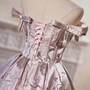 Pink Satin Embroidery Bow Homecoming Dress