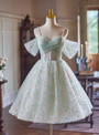 Ligth Green Tulle Sequins Pleats Homecoming Dress