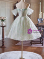 Ligth Green Tulle Sequins Pleats Homecoming Dress