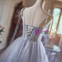 Gray Tulle Spaghetti Straps Homecoming Dress
