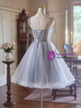 Gray Tulle Spaghetti Straps Homecoming Dress