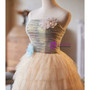 Champagne Tulle Tiers Strapless Homecoming Dress