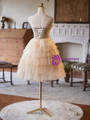 Champagne Tulle Tiers Strapless Homecoming Dress