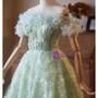 Green Sequins Appliques Homecoming Dress