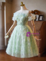 Green Sequins Appliques Homecoming Dress