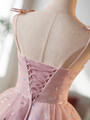 Pink Tulle Spaghetti Straps Butterfly Sequins Homecoming Dress