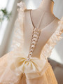 Champagne Tulle Bow Homecoming Dress