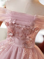 Pink Tulle Sequins Appliques Homecoming Dress