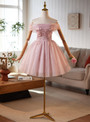 Pink Tulle Sequins Appliques Homecoming Dress