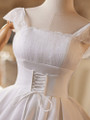 White Satin Lace Straps Wedding Dress