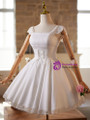 White Satin Lace Straps Wedding Dress