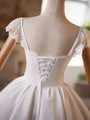 White Satin Lace Straps Wedding Dress