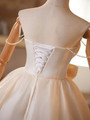 Champagne Tulle Pleats Flower Homecoming Dress