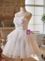 White Tulle Spaghetti Straps Short Homecoming Dress