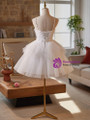 White Tulle Spaghetti Straps Short Homecoming Dress