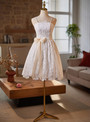 White Lace Straps Homecoming Dress