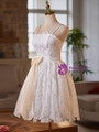 White Lace Straps Homecoming Dress