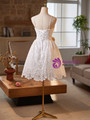 White Lace Straps Homecoming Dress